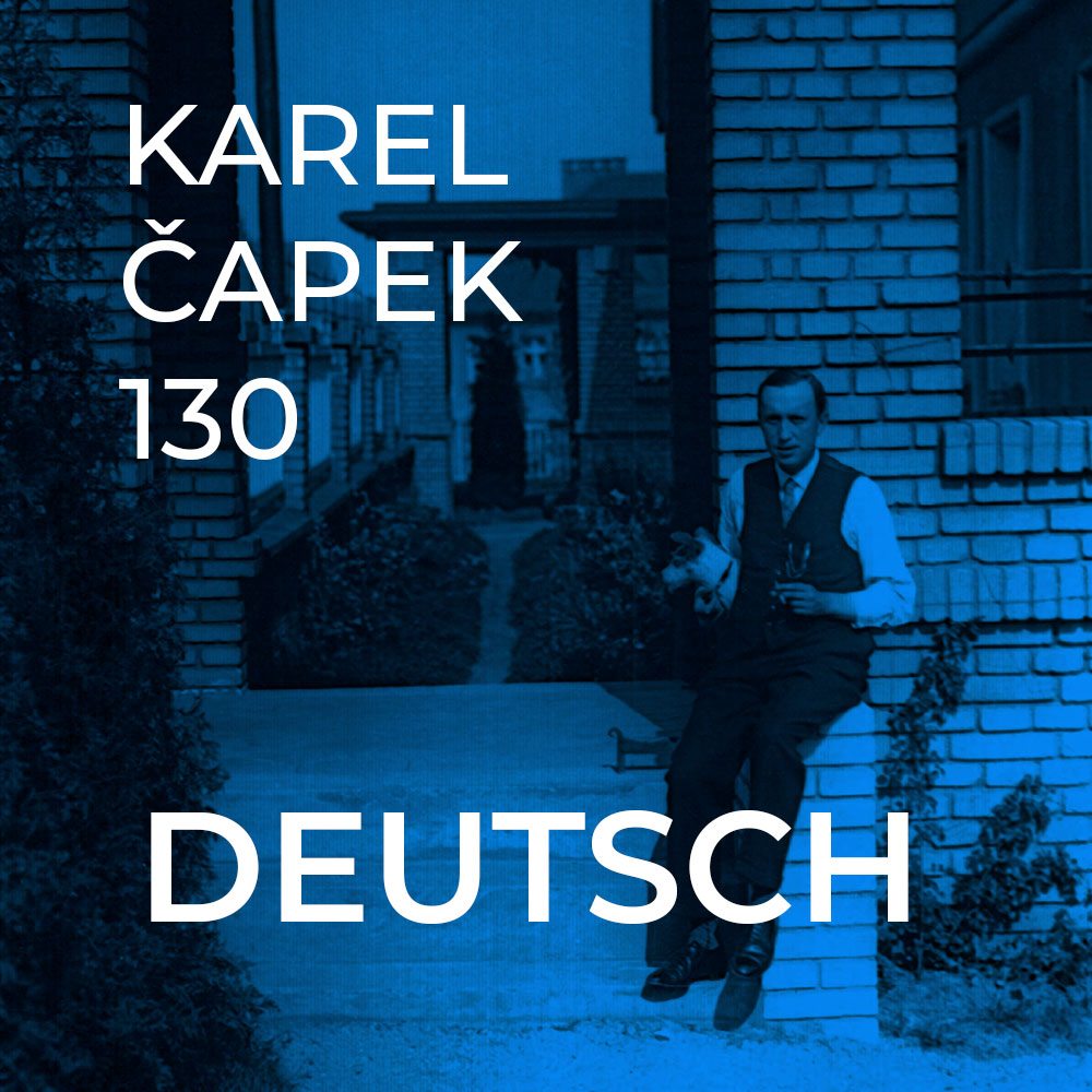 Grafický prvek, odkaz na výstavu Karel Čapek v němčině, PDF, 11 MB