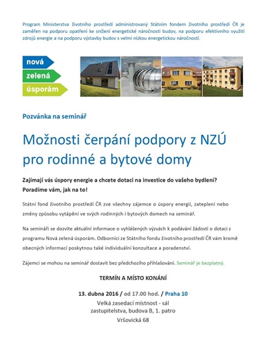 Možnosti čerpání podpory z NZÚ pro rodinné a bytové domy