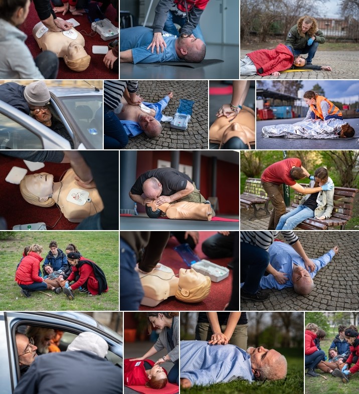 Koláž fotografií z kurzů první pomoci